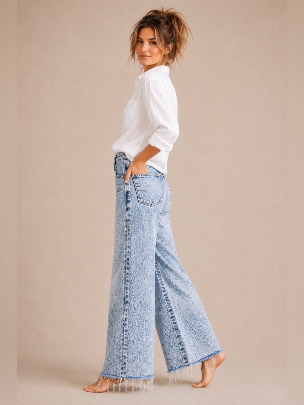 Veronica Beard Carly Kick Flare High Rise Jeans Acid Wash Pebble Stone Size 30 - Picture 2 of 9